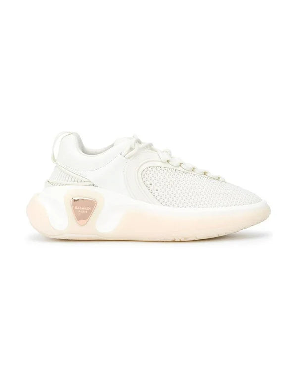 Balmain White Fabric Athletic Sneakers