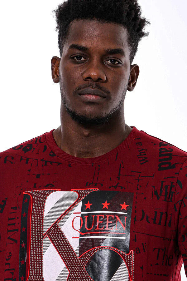 WSS Burgundy Patterned Slim Fit Men Sweatshirt - Jeffersonville