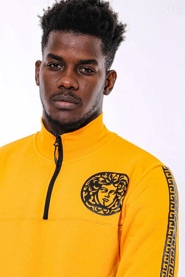 WSS Yellow Mandarin Collar Patterned Sweatshirt - Harrisonburg