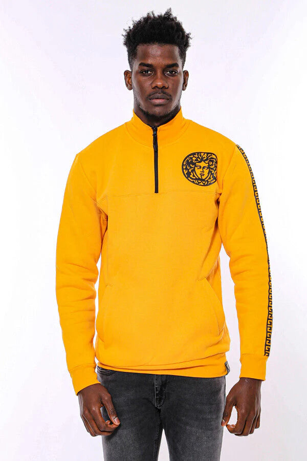 WSS Yellow Mandarin Collar Patterned Sweatshirt - Harrisonburg