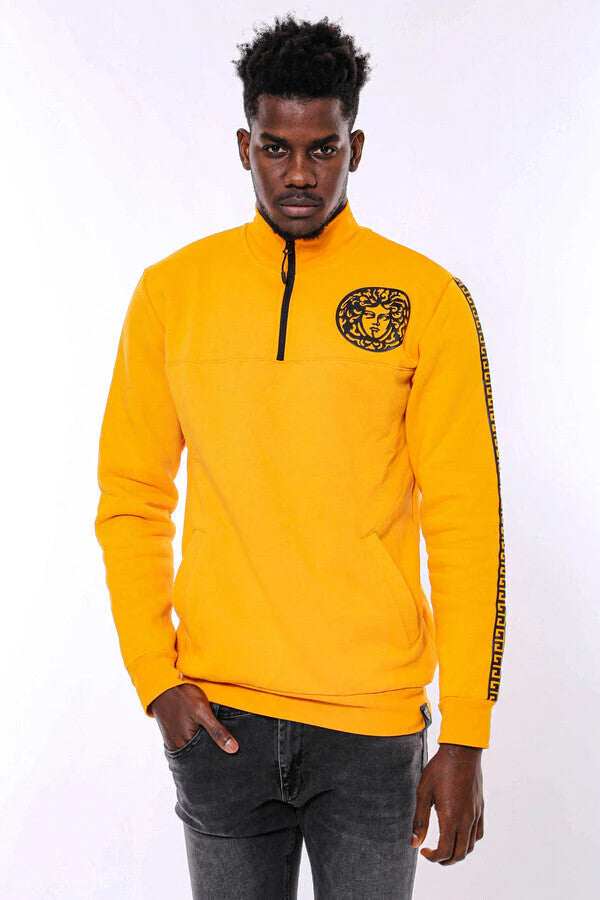 WSS Yellow Mandarin Collar Patterned Sweatshirt - Harrisonburg