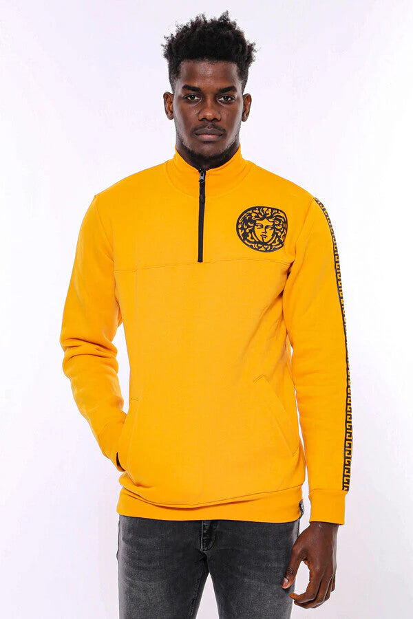 WSS Yellow Mandarin Collar Patterned Sweatshirt - Harrisonburg