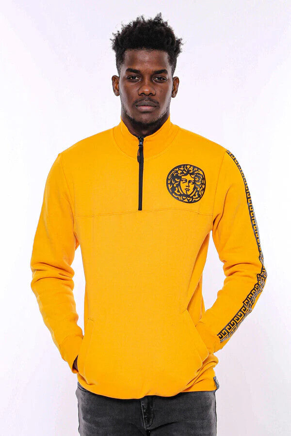 WSS Yellow Mandarin Collar Patterned Sweatshirt - Harrisonburg