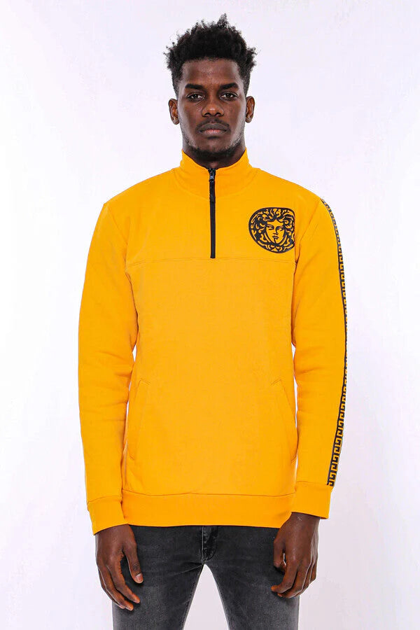 WSS Yellow Mandarin Collar Patterned Sweatshirt - Harrisonburg